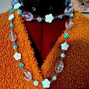 28 inch Vintage Clover muted toned necklace